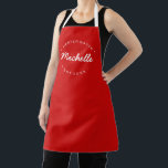Christmas red Personalised Name Year Master Baker Apron<br><div class="desc">Let's get baking. Customise the Name and established year as you need. This personalised apron in red with white type. Stylish typography style treatment. Encourage the Master baker in your life with a special gift. Perfect for baking those holiday Christmas cookies.</div>