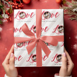 Christmas Red Photo Typography Wrapping Paper<br><div class="desc">This design features a Christmas cute calligraphy script love wrapping paper with a red stylish typography font text, a photo picture design template, minimalist pattern adorable design, classic classy whimsical whimsy fun, Christmas holiday wrapping supplies, a custom customised personalised gift wrap, simplistic elegant classic classy cute, cute creative typography style...</div>