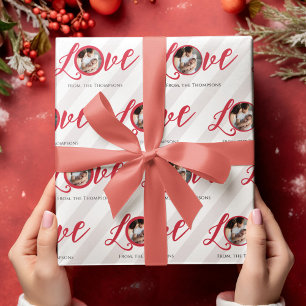 Christmas Red Photo Typography Wrapping Paper