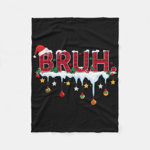 Christmas Red Plaid Bruh Funny Teens Boys Kids Xma Fleece Blanket