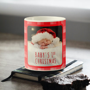 Christmas Red Plaid Holiday Diagonal Stripes Coffee Mug