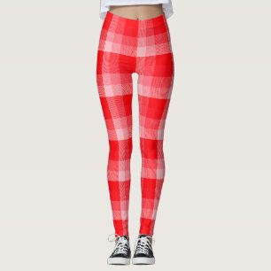 Christmas Red Plaid Holiday Diagonal Stripes Leggings