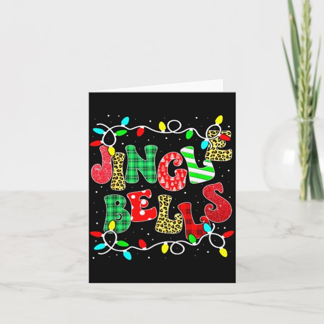 Christmas Red Plaid Jingle Bells Christmas Family  Card (Front)