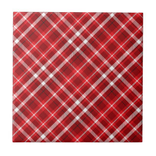 Christmas Red Plaid Pattern Design-62667 Ceramic Tile