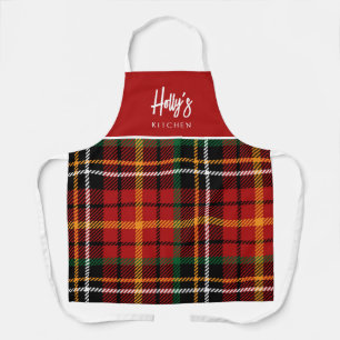 Christmas Red Plaid Personalised Christmas Apron