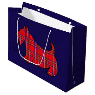 Christmas Red Plaid Scottish Terrier Gift Bag