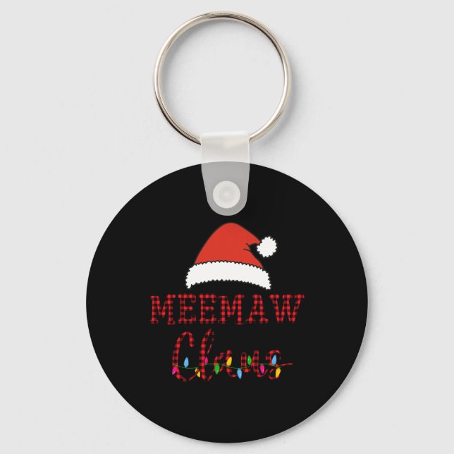 Christmas Red Plaid Ugly Xmas Holiday Party Meemaw Key Ring (Front)