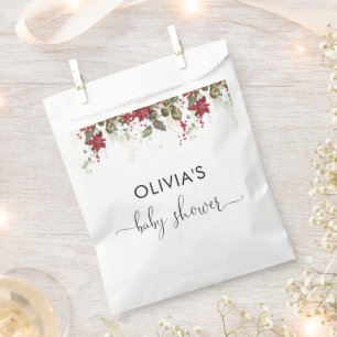 Christmas Red Poinsettia Baby Shower Favour Bag