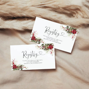 Christmas Red Poinsettia Baby Shower Registry  Enclosure Card