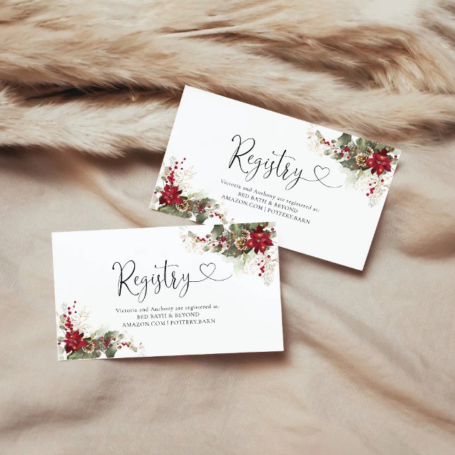 Christmas Red Poinsettia Baby Shower Registry  Enclosure Card (Creator Uploaded)