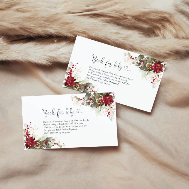 Christmas Red Poinsettia Books For Baby  Enclosure Card (Creator Uploaded)