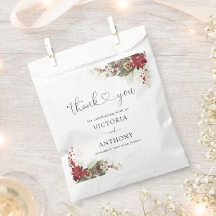 Christmas Red Poinsettia Bridal Shower Favour Bag
