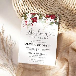 Christmas Red Poinsettia Bridal Shower Invitation