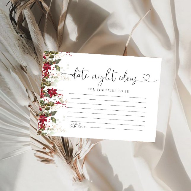 Christmas Red Poinsettia Date Night Ideas Card (Creator Uploaded)