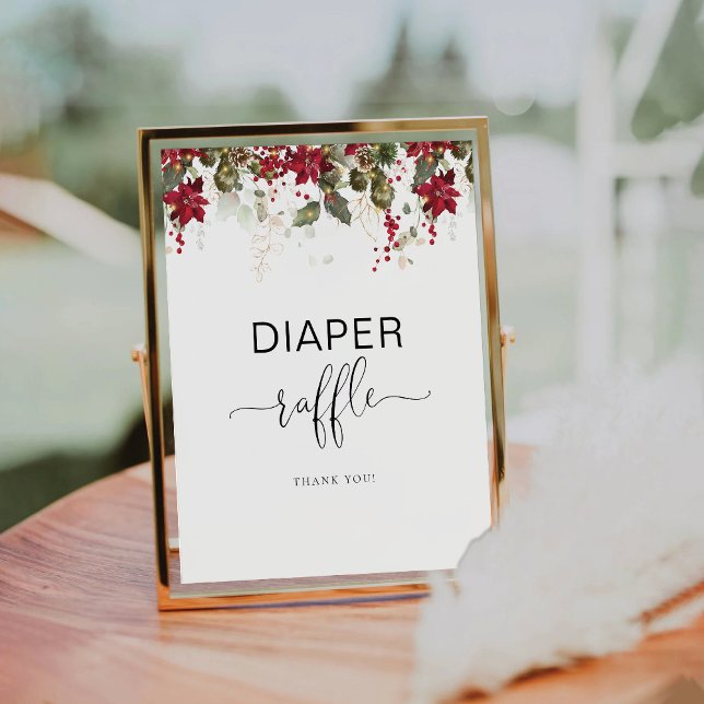Christmas Red Poinsettia Diaper Raffle Sign (Creator Uploaded)