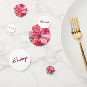 CHRISTMAS RED POINSETTIA FLOWER TABLE CONFETTI