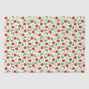 Christmas Red Poinsettia Green Holly Gift Tissue Paper