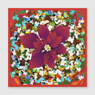 Christmas Red Poinsettia Magnet Card