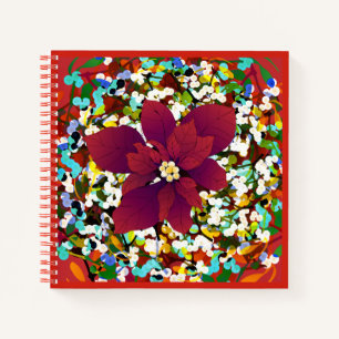 Christmas Red Poinsettia Notebook