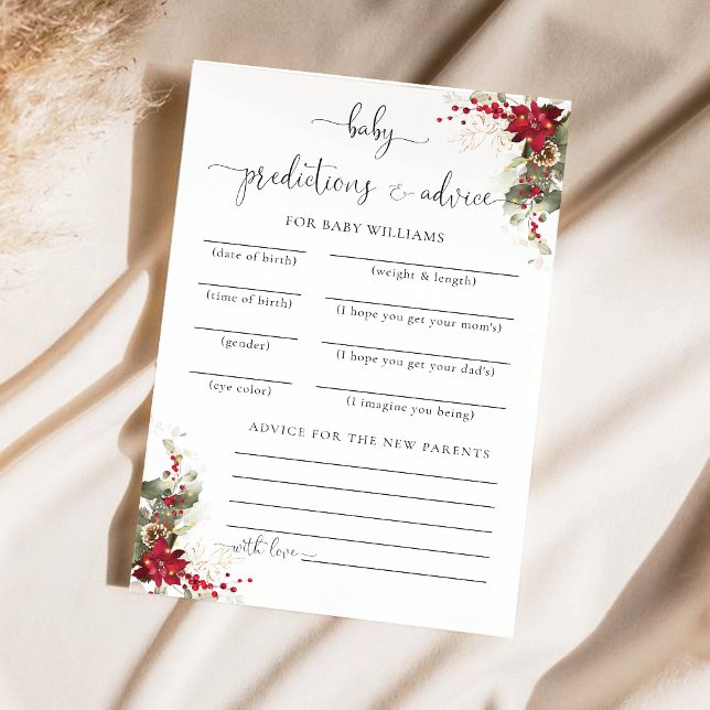 Christmas Red Poinsettia Predictions Card (Creator Uploaded)