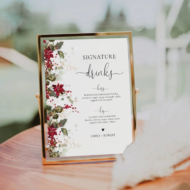 Christmas Red Poinsettia Signature Drinks Sign (Creator Uploaded)