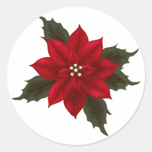 Christmas Red Poinsettia Sticker