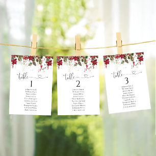 Christmas Red Poinsettia Table Seating Chart