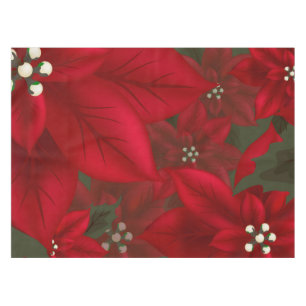 Christmas Red Poinsettia Tablecloth