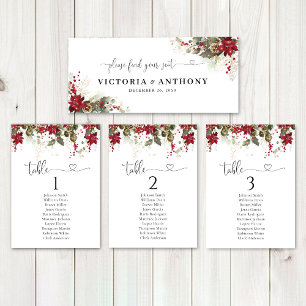 Christmas Red Poinsettia Wedding Head Table Sign