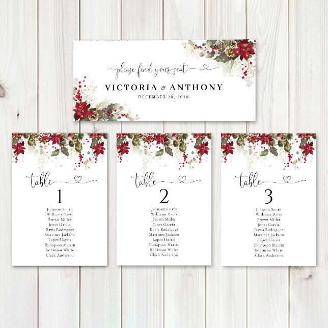 Christmas Red Poinsettia Wedding Head Table Sign (Creator Uploaded)