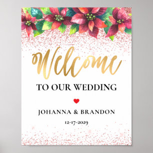  Christmas Red Poinsettia Wedding  Poster