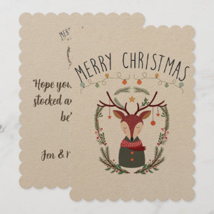 Christmas Red Reindeer Scandinavian Card
