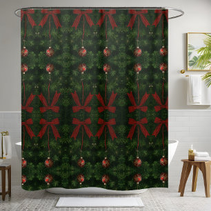 Christmas Red Ribbon Shower Curtain Deals