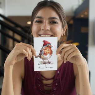 Christmas Red Robin customisable Holiday Card