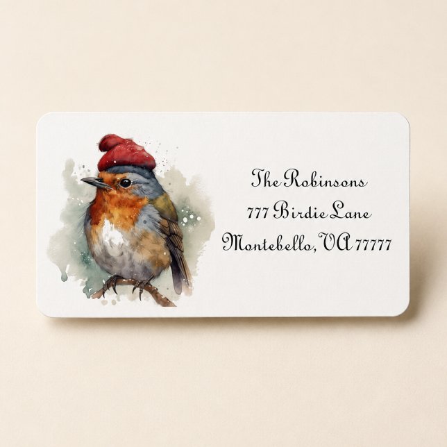 Christmas Red Robin Return Address Label (Creator Uploaded)