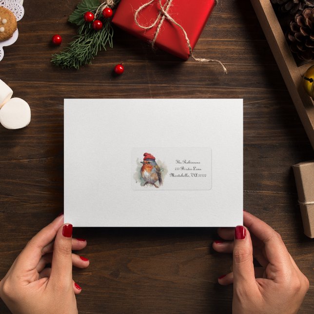 Christmas Red Robin Return Address Label (Creator Uploaded)