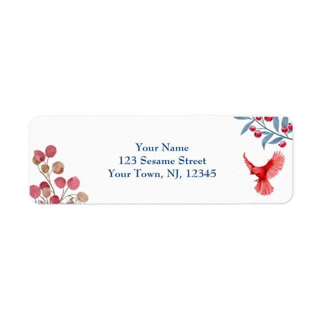 Christmas Red Robin Return Address Labels (Front)