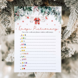 Christmas Red Santa Baby Emoji Pictionary Game Invitation