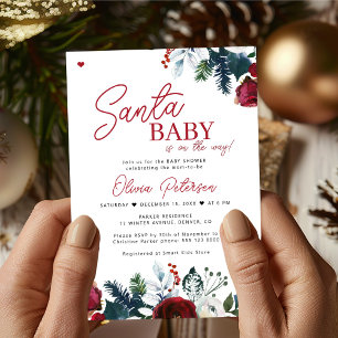 Christmas red Santa Baby shower invitation