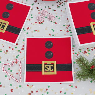 Christmas Red Santa Suit Belt Monogram Holiday Napkin