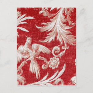 Christmas Red Shabby Toile Holiday Postcard