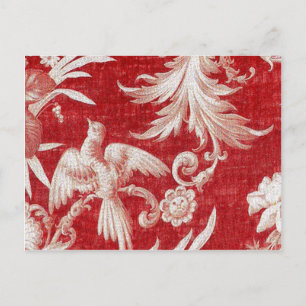 Christmas Red Shabby Toile Holiday Postcard