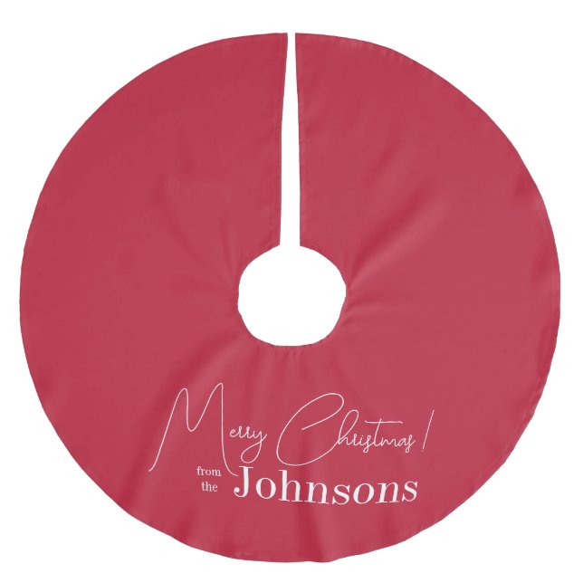 Christmas Red Simple Modern Family Brushed Polyester Tree Skirt (Front)