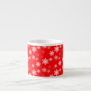 Christmas Red Snow Flurries Espresso Cup