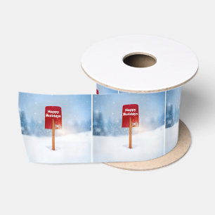 Christmas Red Snow Shovel In Deep Snow Satin Ribbon