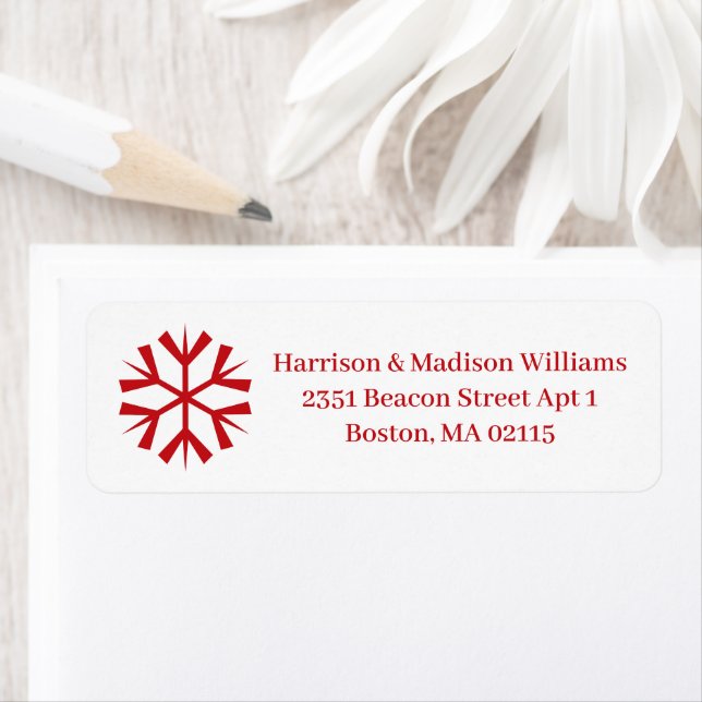 Christmas red snowflake custom Return Address Label (Insitu)