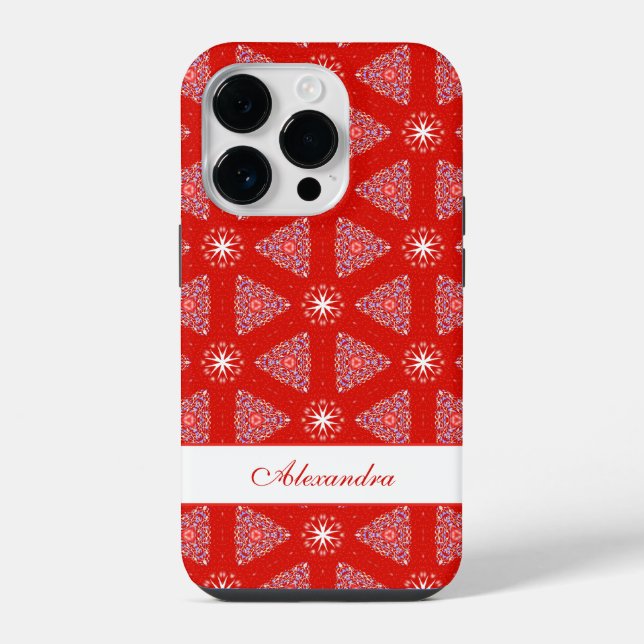 Christmas Red Snowflake Pattern Personalised iPhone Case (Back)