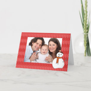 Christmas red snowman customisable photo holiday card