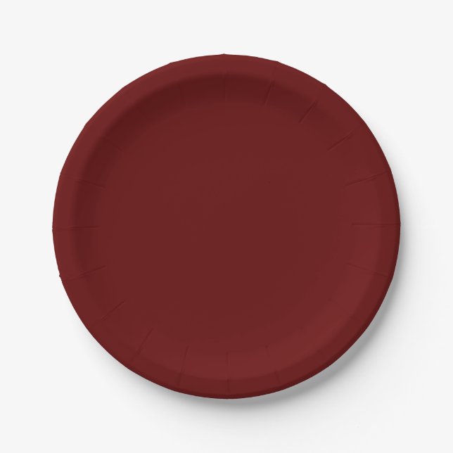 Christmas red, solid red, deep Red, plain Red  Paper Plate (Front)