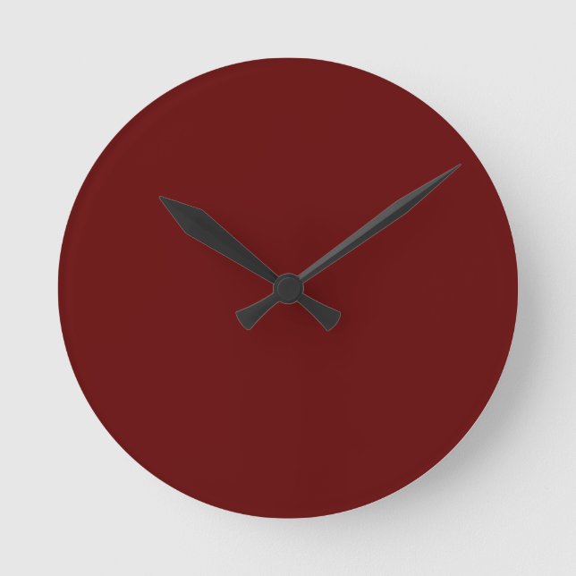 Christmas red, solid red, deep Red, plain Red  Round Clock (Front)